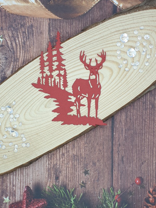 "Stag & Trees" Christmas Die Cut x 10