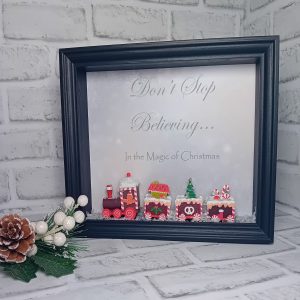 "Don't Stop Believing In The Magic Of Christmas" Train Freestanding Frame