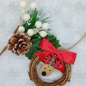 "Rustic Wreath Reindeer" Christmas Tree Decoration