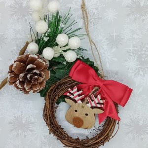 "Rustic Wreath Reindeer" Christmas Tree Decoration