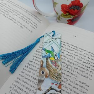 "Bluetit & Bunny" Wooden Bookmark