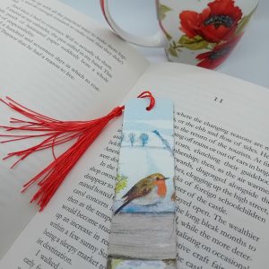 "Robin Sat On A Fence" Wooden Bookmark