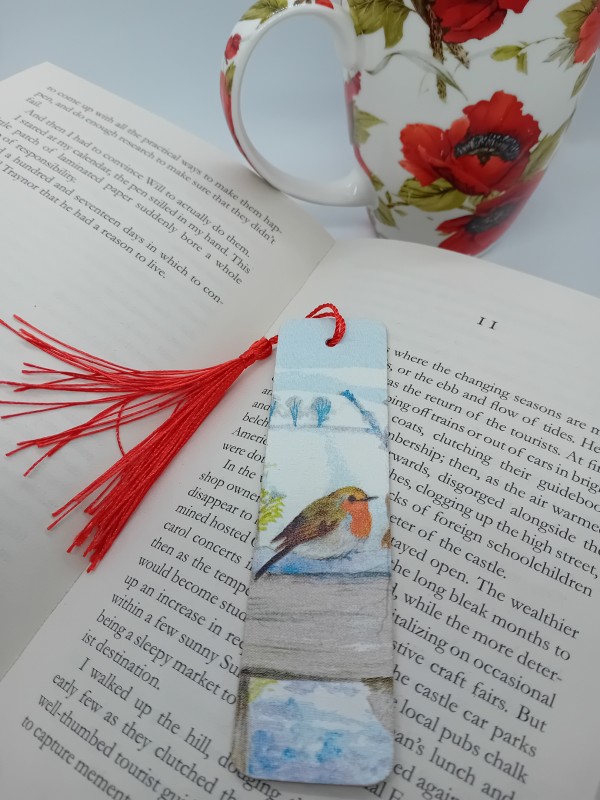 "Robin Sat On A Fence" Wooden Bookmark