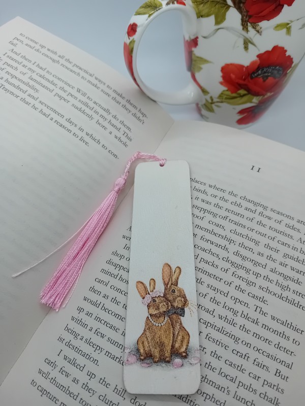 "Wedding Day Bunnies" Wooden Bookmark