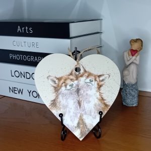 "Fox Pair" Wooden Heart Wall Hanging