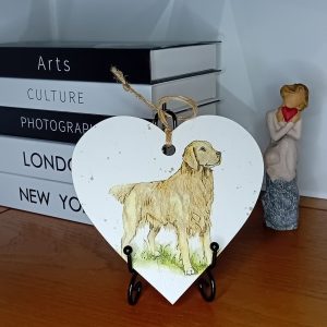 "Golden Retriever" Wooden Heart Wall Hanging