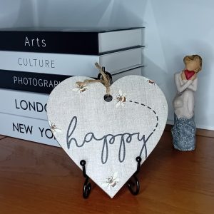 "Bee Happy" Wooden Heart Wall Hanging