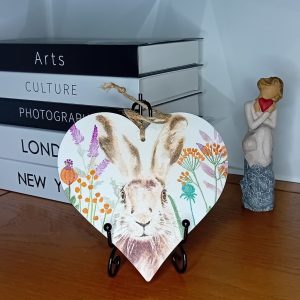 "Hare" Wooden Heart Wall Hanging
