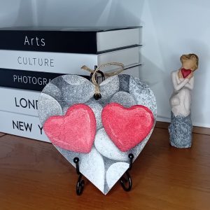 "Pebble Hearts" Wooden Wall Hanging