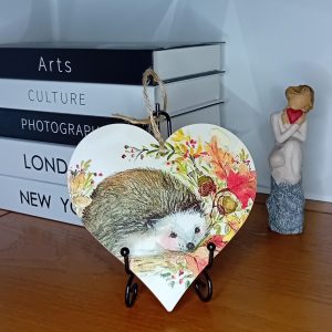 "Hedgehog" Wooden Heart Wall Hanging