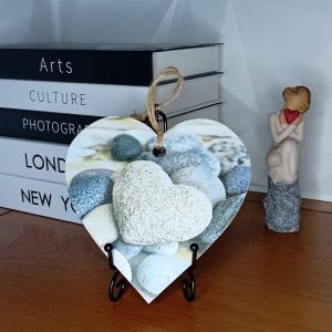 "Beach Pebble" Wooden Heart Wall Hanging
