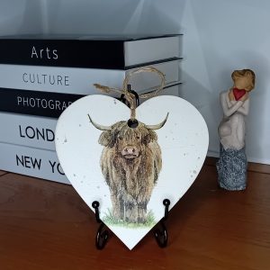 "Highland Cow" Wooden Heart Wall Hanging