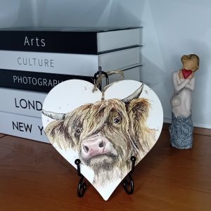 "Highland Cow" Wooden Heart Wall Hanging
