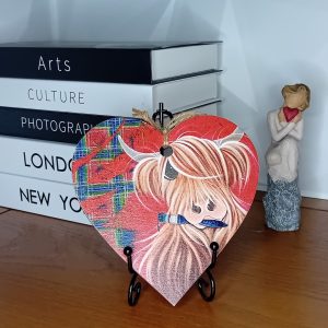"Highland Cow" Wooden Heart Wall Hanging