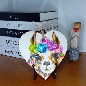 "Llama" Wooden Heart Wall Hanging