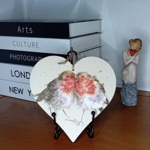 "Robin Love" Wooden Heart Wall Hanging