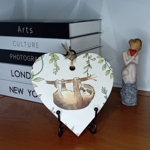 "Sloth" Wooden Heart Wall Hanging