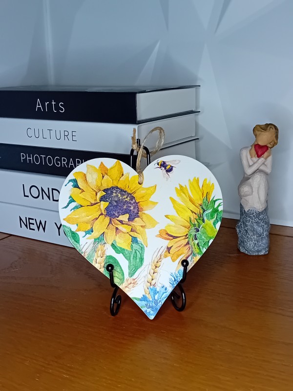 "Sunflowers" Wooden Heart Wall Hanging