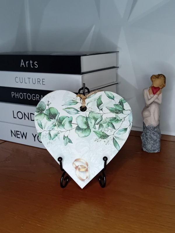 "Wedding Bands" Wooden Heart Wall Hanging