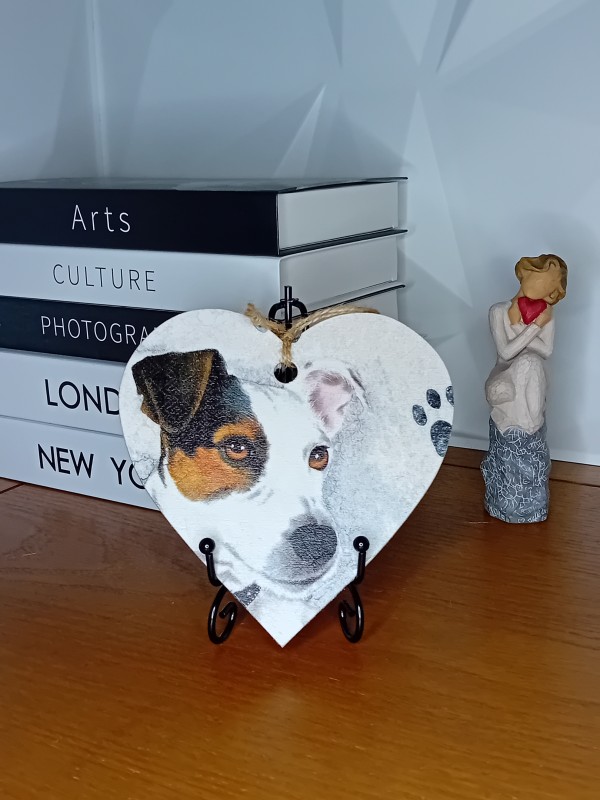 "Jack Russell" Wooden Heart Wall Hanging