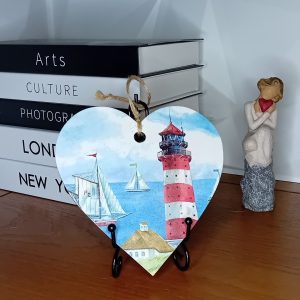 "Lighthouse" Wooden Heart Wall Hanging