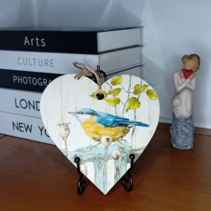 "Blue Tit" Wooden Heart Wall Hanging