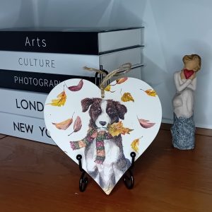 "Autumn Leaves Fun" Wooden Heart Wall Hanging