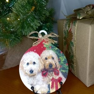 "Adorable Pair" Christmas Wooden Bauble Wall Hanging