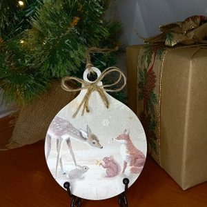 "Christmas Friends" Wooden Bauble Wall Hanging