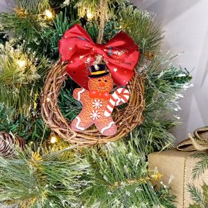 "Candy Cane Gingerbread Man" Wreath Decoration