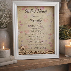 "In This House We Are Family" Freestanding Frame
