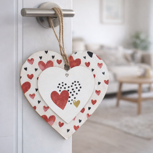 "Layered Design" Wooden Heart Hanging