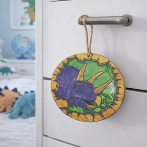 "Triceratops" Wooden Circle Hanging
