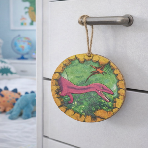"Velociraptor" Wooden Circle Decoration